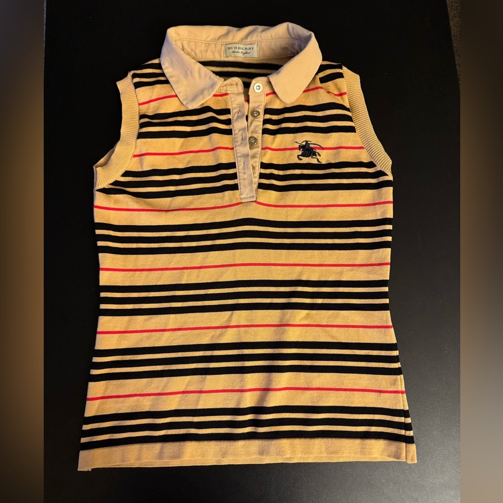 Burberry Black and Tan Striped tank top